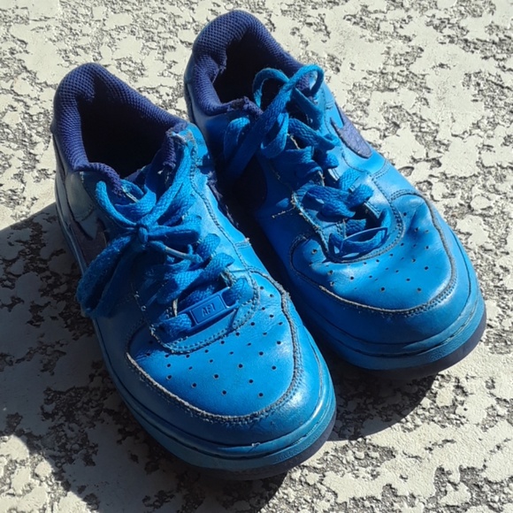 Nike Air Force 1 blue youth trainers sneakers - Picture 7 of 8